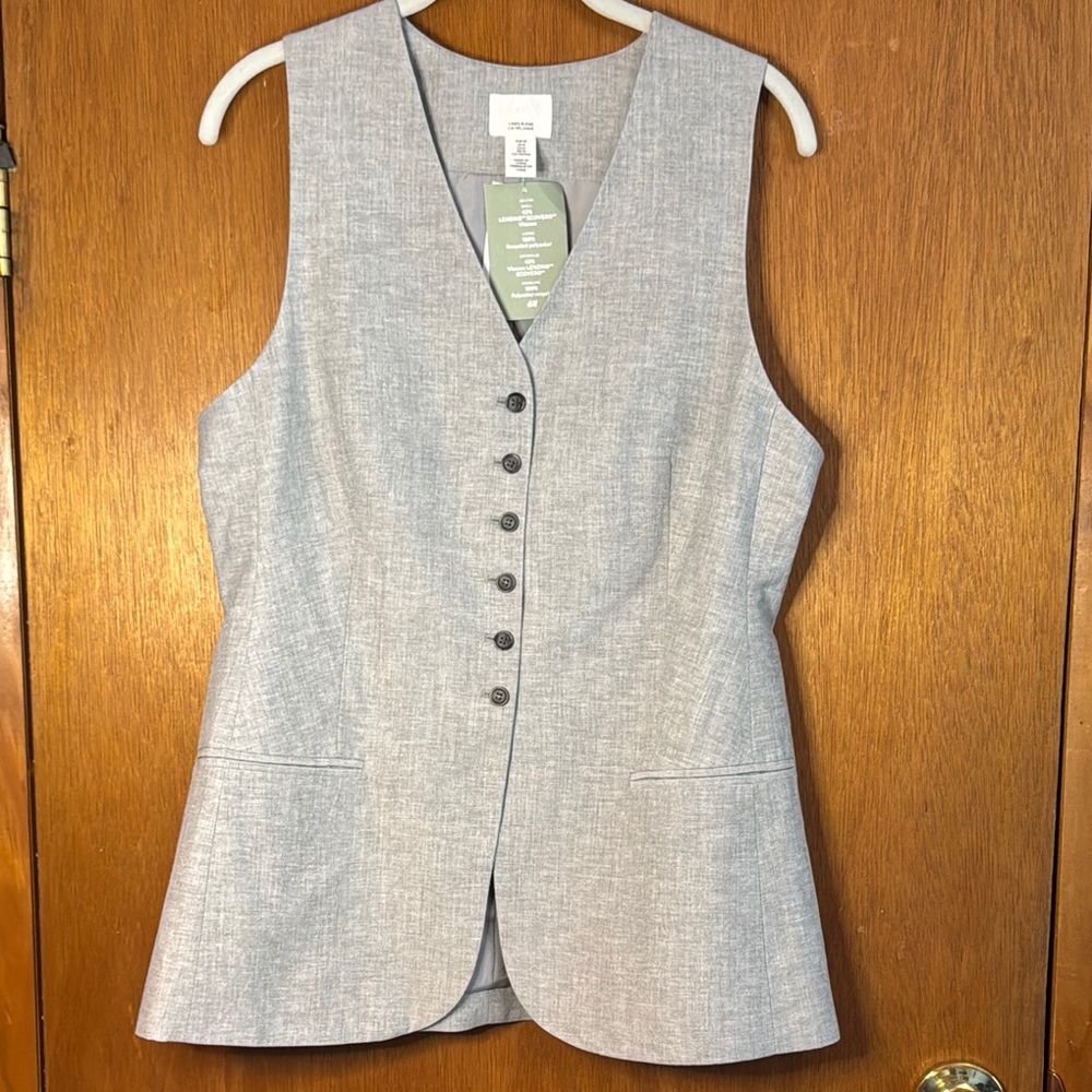 NWT H&M Light Gray Linen Blend Vest